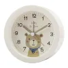 White circular cartoon bear pattern alarm clock, silent bedroom bedside clock Item Picture